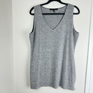 WHBM White House Black Market Grey V-Neck Tunic Sweater Tank Top Size Large